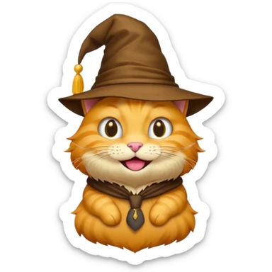 Yellow cat emoji wearing a sorting hat sticker