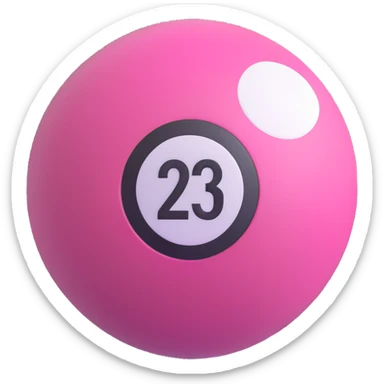 pink billiard ball with the number 23 inside a white circle sticker