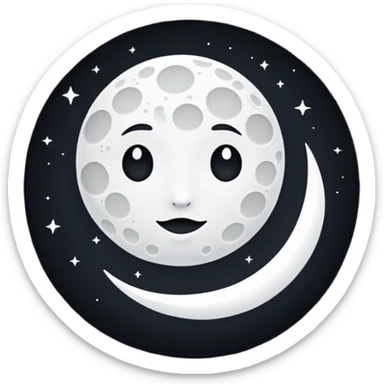  white moon in black sky sticker