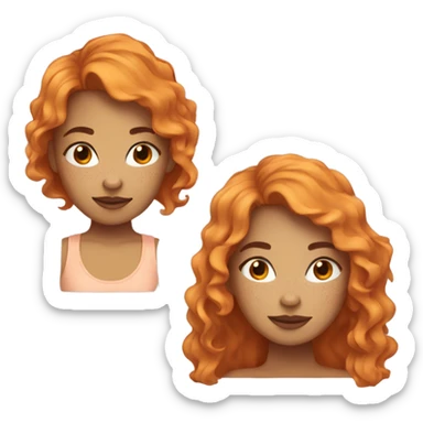 girl with orange and slightly wavy hair, with freckles and normal skin color sticker