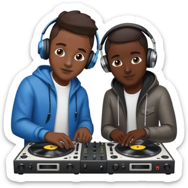 2 dj with everthing around  sticker