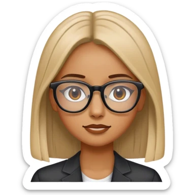 Niña lacia de piel un poco morena y con lentes sticker