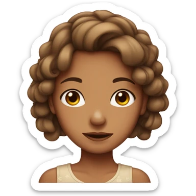 Tan girl with freckles and brown hair with a bow sticker