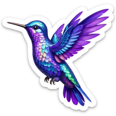 hummingbird with blue and purple  sticker