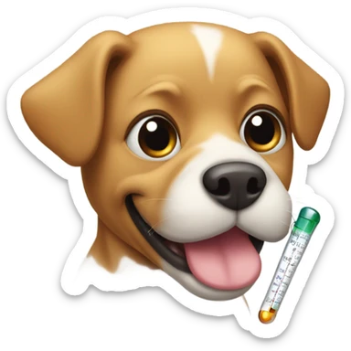 Dog with thermometer in mouth  sticker