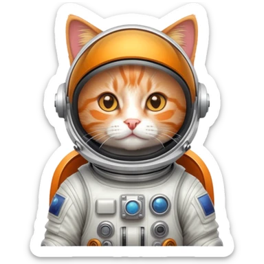 Cute ginger cat in a space suit sticker