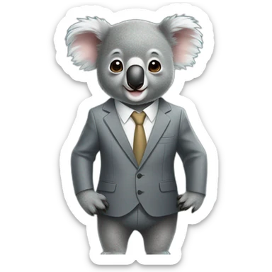 cute small koala wearing suit sticker