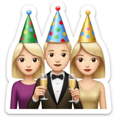 strong team of 3 partying together sticker