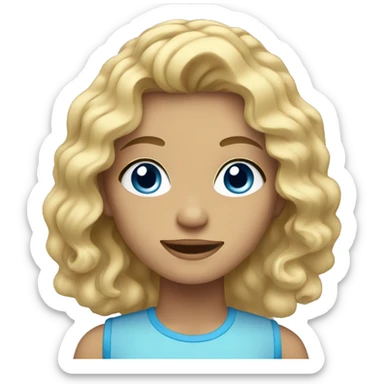 Blond teen girl with blue eyes and wavy hair  sticker
