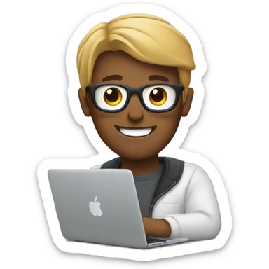 Video editor working on his mac book sticker