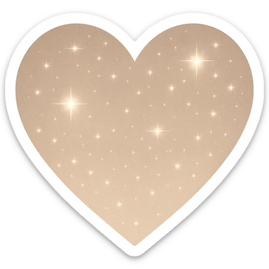 Modify the heart with a night sky gradient to beige night theme with a beige gradient, more stars, and a soft glow. Remove the background entirely  sticker