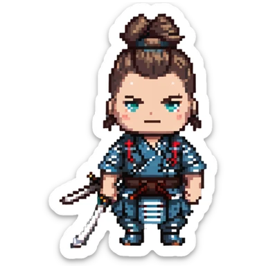Samurai with topknot sticker
