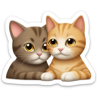  Beige cat cuddles brown cat sticker