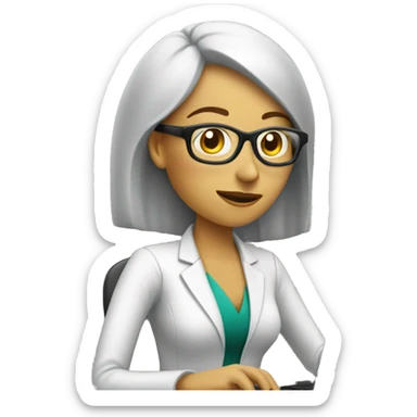 mujer con smokingen computador sticker