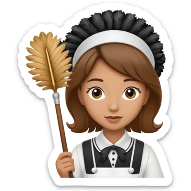 Maid with duster sticker