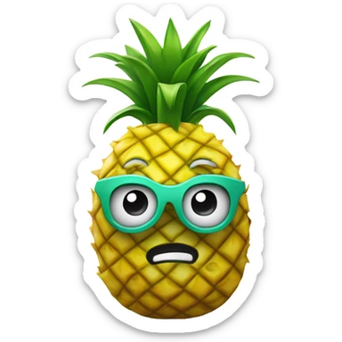 3D elegant shy pineapple  🍍 with big shiny eyes. The pineapple is embarrassed ☺️ sticker
