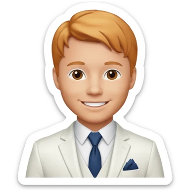 Brian Littrell with white suit, reddish blonde hair sticker