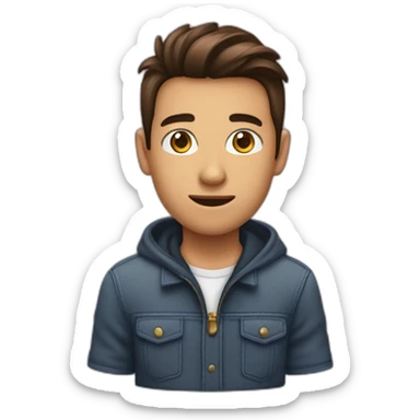 Garçon cheveux bruns lisse avec la raie au milieu sticker