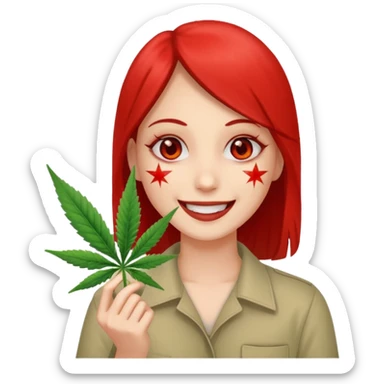 Make an emoji of a person extremely high off weed sticker