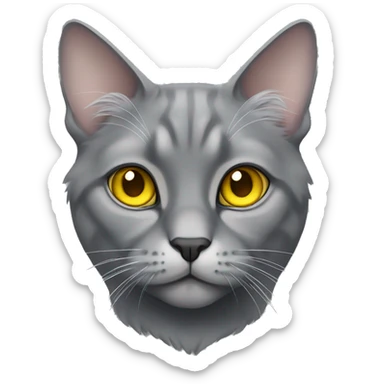 gray lop-eared cat with yellow eyes sticker