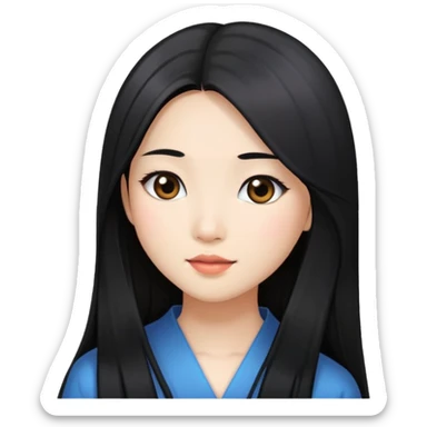 pretty asian girl with long straight hair sticker