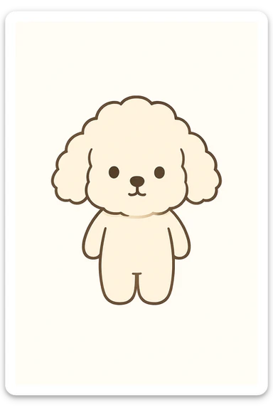 Remove only the bows from the dog's head, keeping everything else exactly the same and maintaining the cute chibi stickers style. sticker