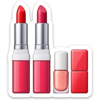 emoji of cards with illustrations of lipstick, serum and hand cream on them
 sticker