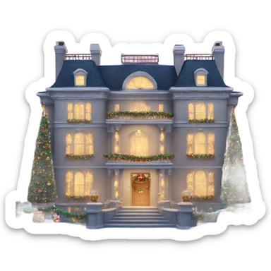very large mansion decorated with fancy Christmas lights and lots of Fancy decorations sticker