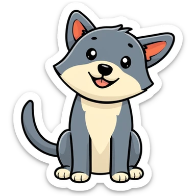 Black dog waving  sticker