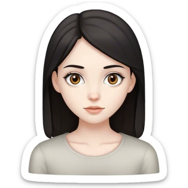 beautiful pale brunette girl with brown eyes and pale man black hair grey eyes sticker