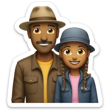 Dad and daughter in hat sticker
