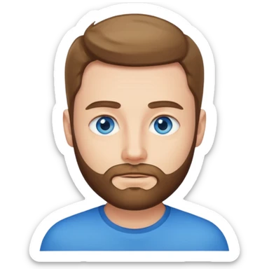 Man met een korte baard en felle blauwe ogen rost haar sticker