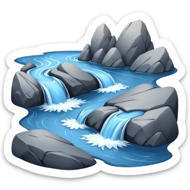 close-up of a wild river between two rocks sticker