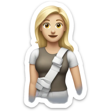 Blonde woman with right arm in cast sticker