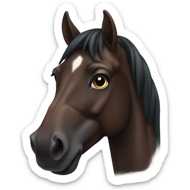 dark bay horse with headmark sticker