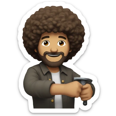 Bob Ross with a sword sticker