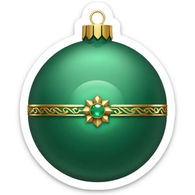 Ultra detailed christmas ornament in jade green color and gold sticker