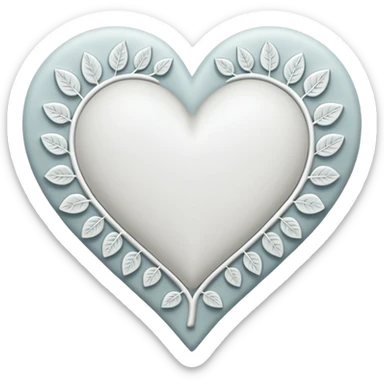 white heart with a leaf pattern sticker