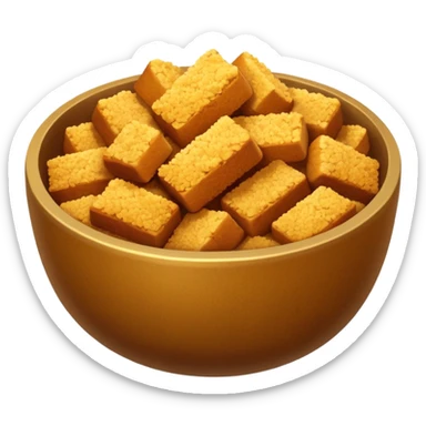 breadcrumbs object icon, bowl of breadcrumbs, 3D cartoon, mobile game icon style, clean background, no text, no watermark
 sticker