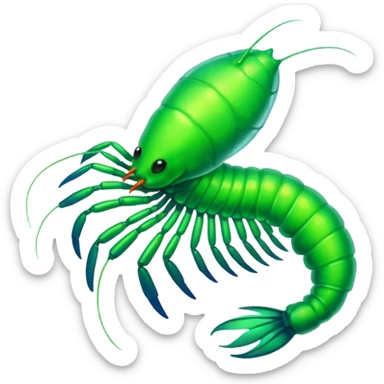 emoji of a headless glowing green shrimp sticker