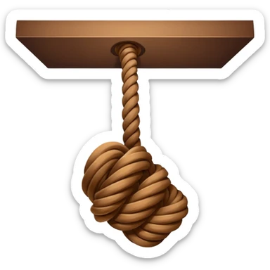 rope tied to the ceiling in a white room sticker