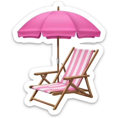 Beach chair under pink umbrella  sticker