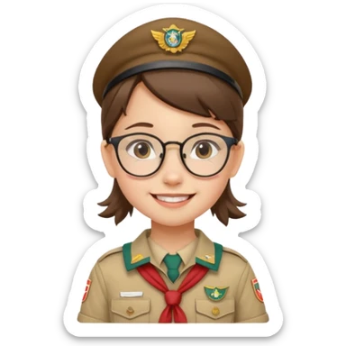 scout girl little with glassess sticker