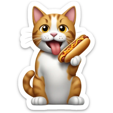 Cat eating a hotdog  sticker