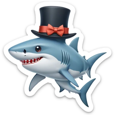 Shark with a top hat sticker