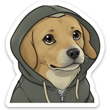 Cute dog wearing a hoodie sticker