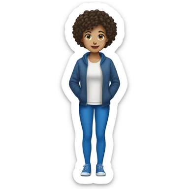 short curly haired brunette girl wearing blue socks sticker