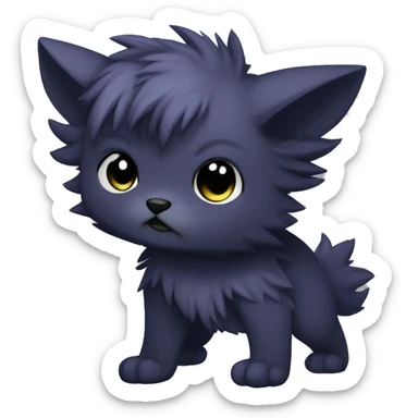 Dark Edgy Cool Shy Grumpy Fluffy FurSona Fakemon Full Body sticker
