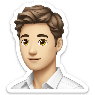 brown medium length hair-white formal shirt-korean guy sticker