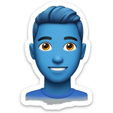person with blue hair with a low taper fade sticker